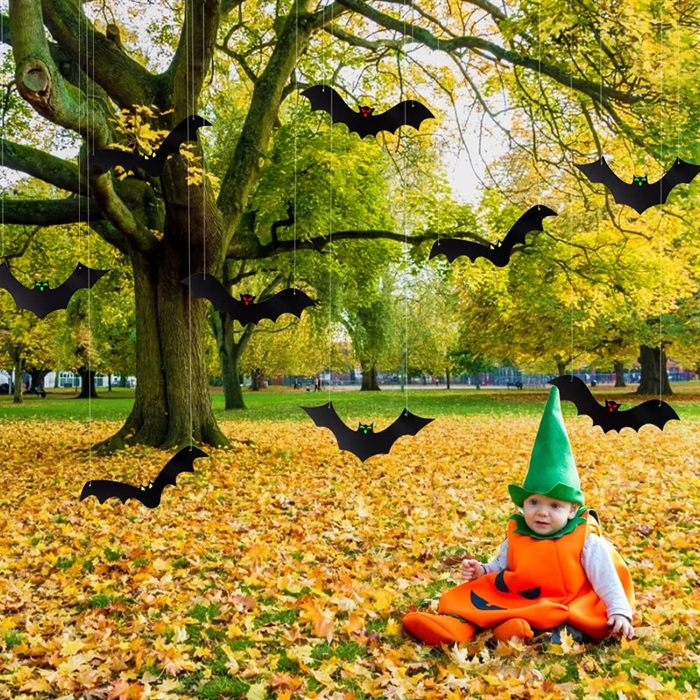YUJUN Halloween Hanging Bats for 12PCS 3D Halloween Yard Outdoor Decoration