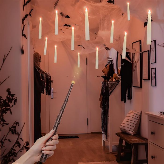 ORIENTAL CHERRY Floating Candles with Wand, 12 Pcs Magic Flickering Light