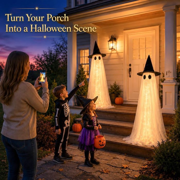 Halloween Decorations Outdoor 2 Pack 5FT Large Ghosts with Timer Remote