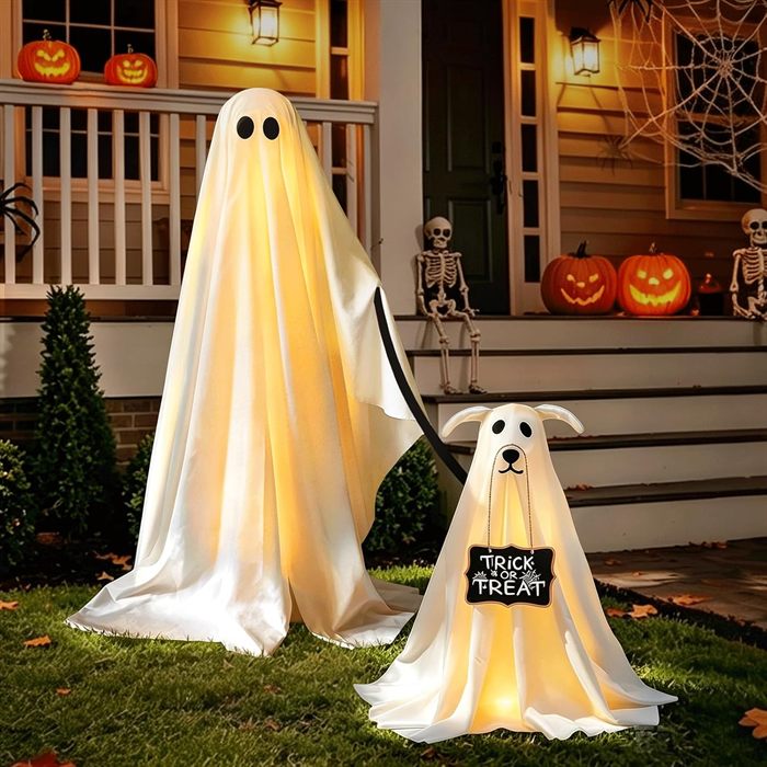 2 Pack Spooky Ghost Dog Halloween Decor Indoor for Party Decorations