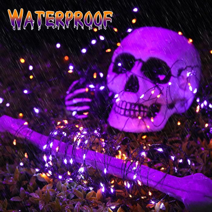 Joomer Orange Purple Halloween Solar String Lights,2 Pack Total 80FT 240LED