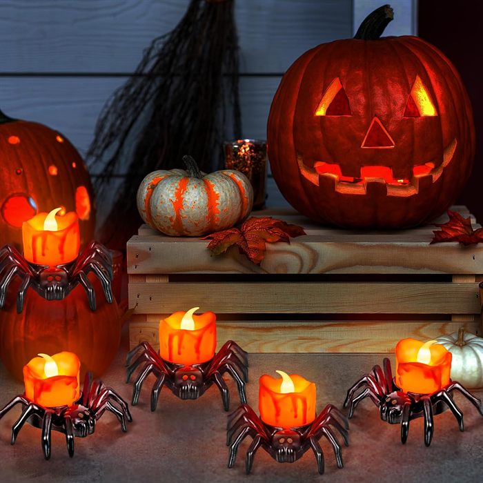 6 PCS Halloween Tea Lights Candles, Battery Operated Flameless LED Candles