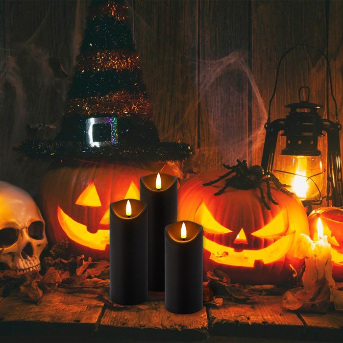 YOROXRG 24 Pack Halloween Decoration Flickering Flameless Candles, Battery Operated LED Pillar Candles with Remote Control and Timer for Home Decor
