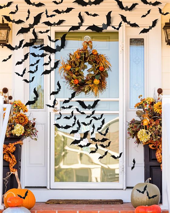 120 Pcs 3D Halloween Decorations Bats Decor,5 Sizes Bats Wall Decor Indoor