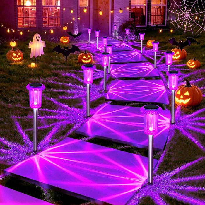 DenicMic Solar Halloween Lights Outdoor Waterproof 10 Pack Halloween Decor